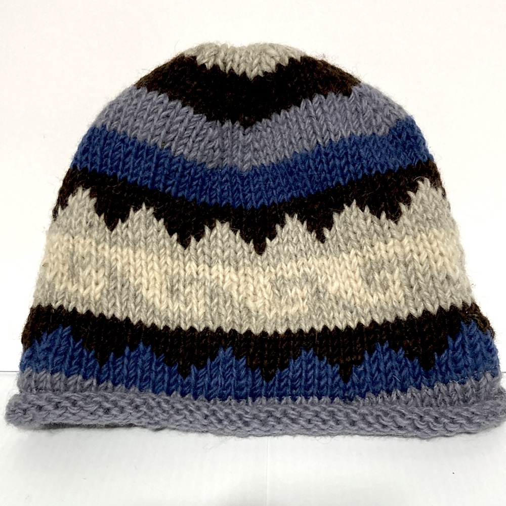 Wool Handknit Hat Beanie Cap Handmade in Nepal Fully Lined Unisex